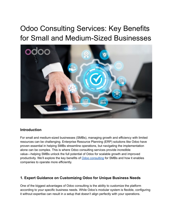 odoo consulting services key benefits for small