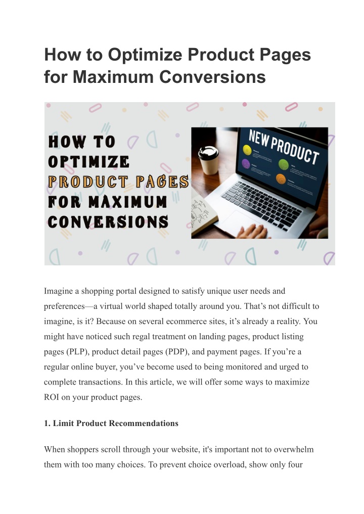 how to optimize product pages for maximum