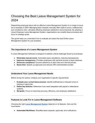 Choosing the Best Leave Management System for 2024