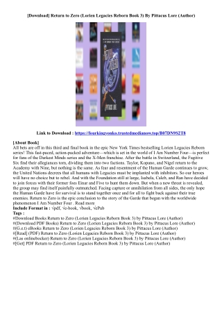 [Get Access Book] Return to Zero (Lorien Legacies Reborn Book 3) By Pittacus Lor