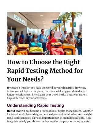 How to Choose the Right Rapid Testing Method for Your Needs?