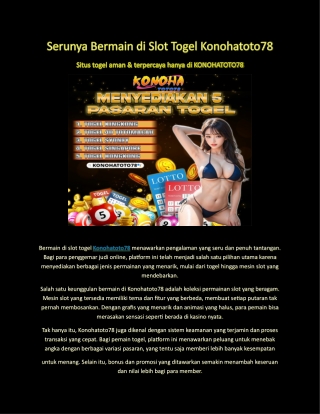 bermain di slot togel konohatoto78 menawarkan