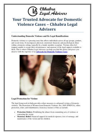 Trusted Advocate for Domestic Violence Cases: Protect Your Rights