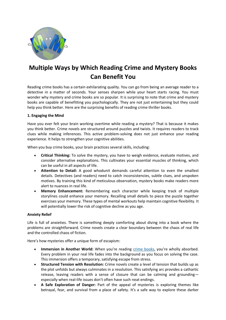 multiple ways by which reading crime and mystery