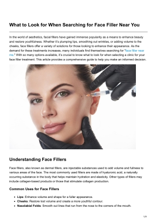 What to Look for When Searching for Face Filler Near You