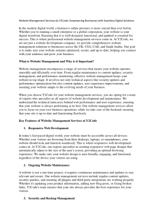 website management services by y2code empowering