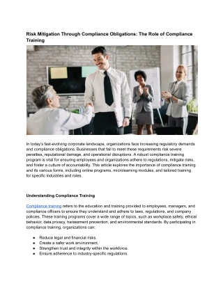 risk mitigation through compliance obligations