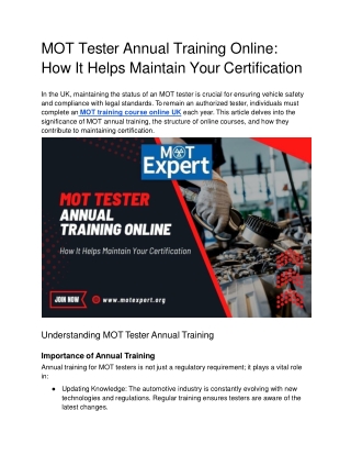 MOT Tester Annual Training Online_ How It Helps Maintain Your Certification (1)