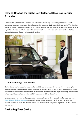 How to Choose the Right New Orleans Black Car Service Provider