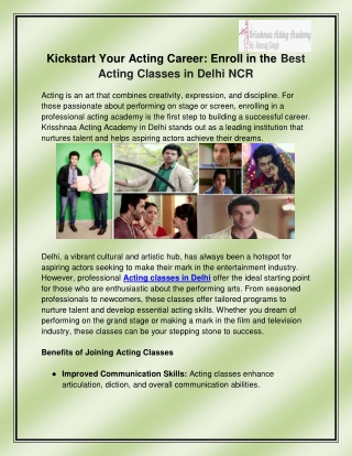 Acting classes in Delhi