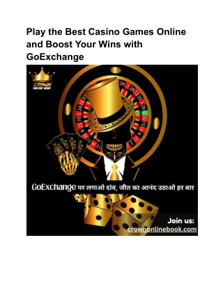 Play the Best Casino Games Online and Boost Your Wins with GoExchange