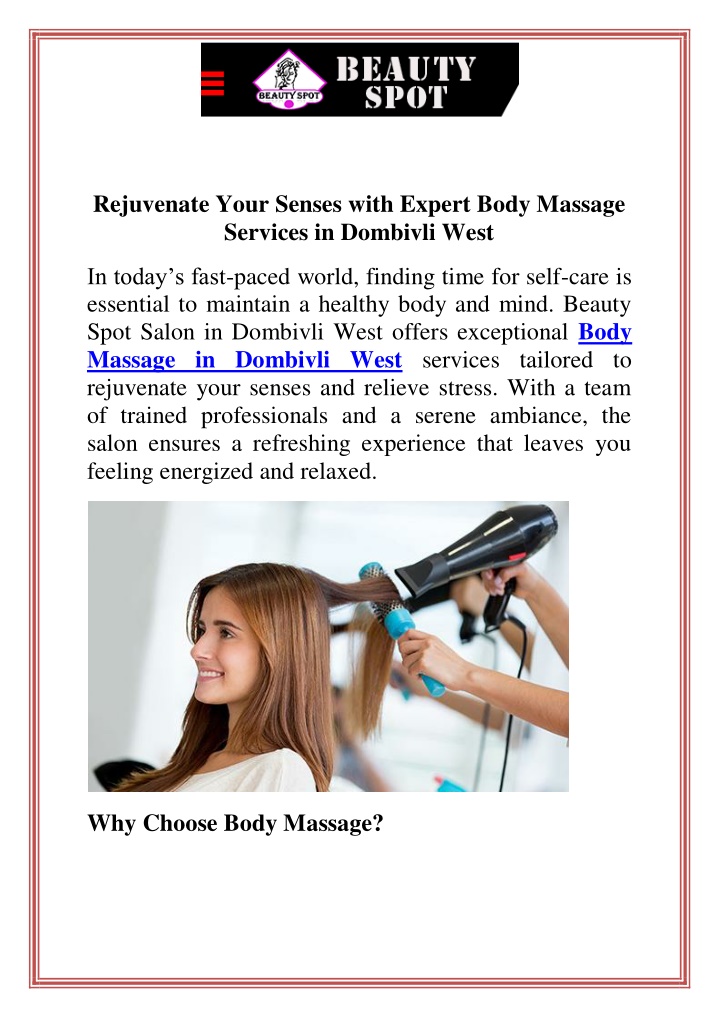 rejuvenate your senses with expert body massage