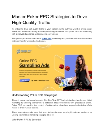 Master Poker PPC Strategies to Drive High-Quality Traffic