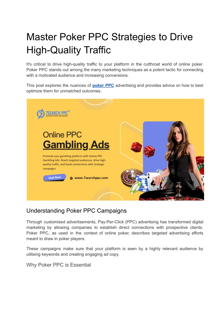 master poker ppc strategies to drive high quality