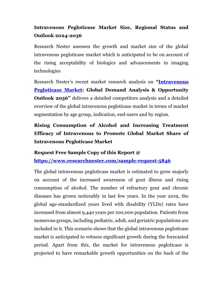 intravenous pegloticase market size regional