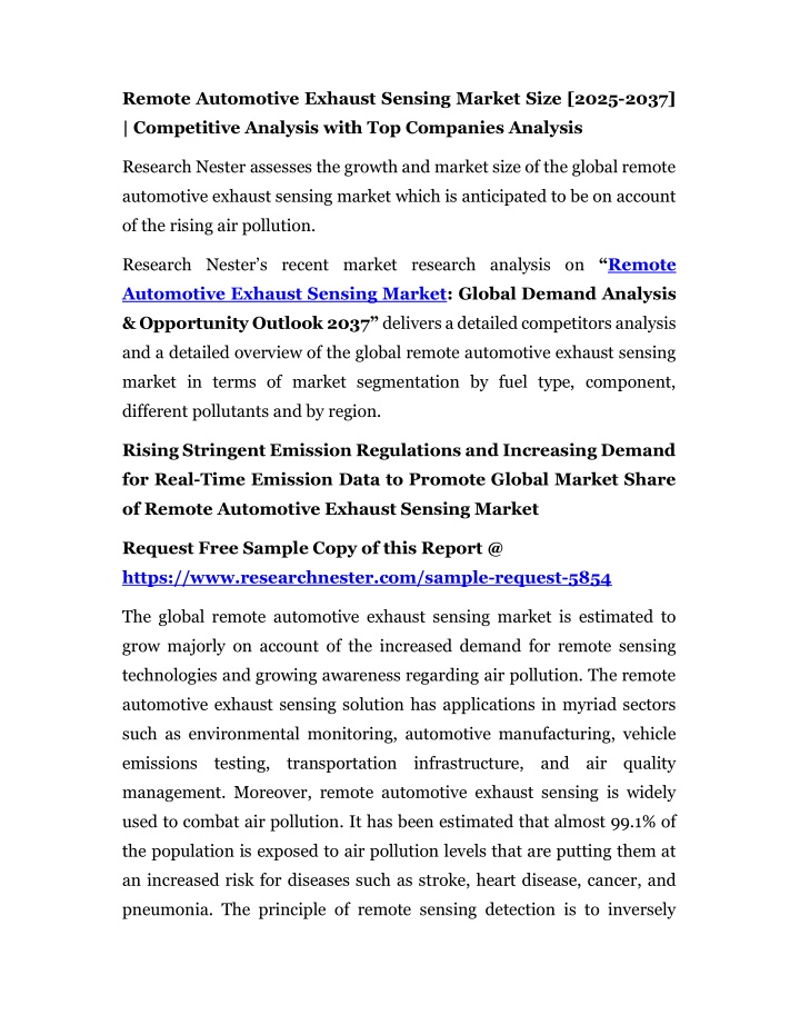 remote automotive exhaust sensing market size