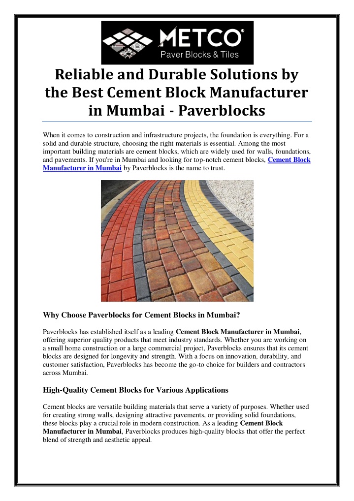 reliable and durable solutions by the best cement