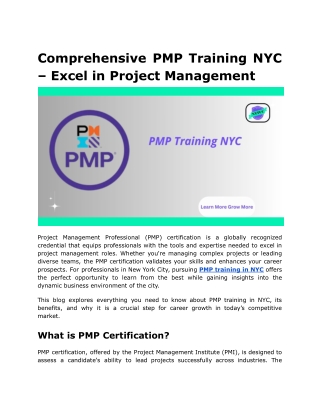 comprehensive pmp training nyc excel in project