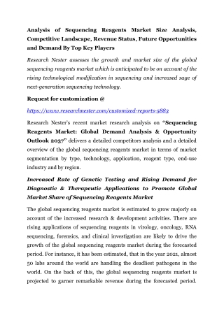analysis of sequencing reagents market size