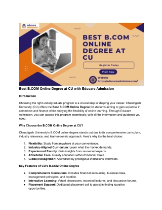 best b com online degree at cu with educare