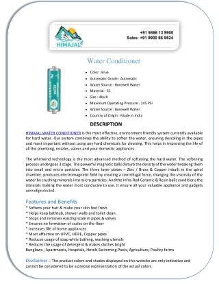 Nonelectrical Water Purifier - Top Indian Water Purifier manufacturer - Himajal