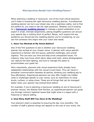 what questions should i ask a wedding planner