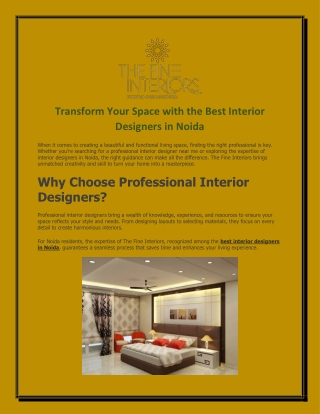 Transform Your Space with the Best Interior Designers in Noida
