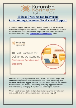 10 Best Practices for Delivering Outstanding Customer Service and Support