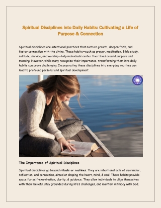 Spiritual Disciplines into Daily Habits