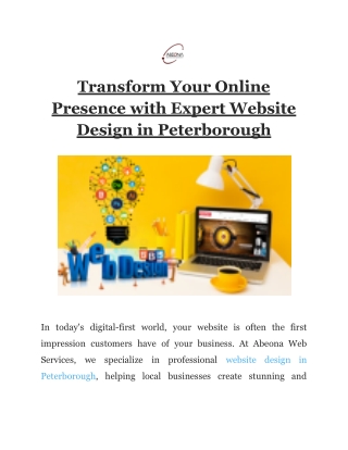 Transform Your Online Presence with Expert Website Design in Peterborough
