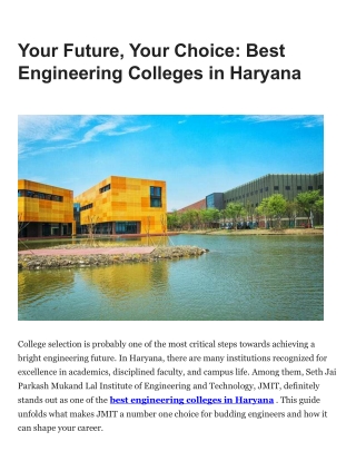 Your Future, Your Choice Best Engineering Colleges in Haryana