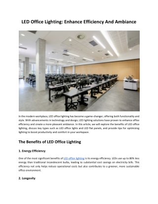 LED Office Lighting: Enhance Efficiency And Ambiance