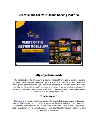 jeetwin the ultimate online gaming platform