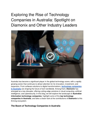 Exploring the Rise of Technology Companies in Australia_ Spotlight on Diamonix and Other Industry Leaders