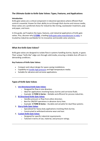 The Ultimate Guide to Knife Gate Valves