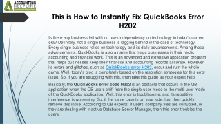 Fixing QuickBooks Error H202 A Simple Guide