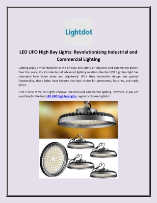 LED UFO High Bay Lights: Revolutionizing Industrial and Commercial Lighting