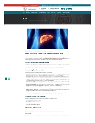 How to Detect Liver Disease Early: Essential Screening Tests