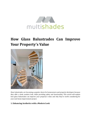 How Glass Balustrades Can Improve Your Property’s Value