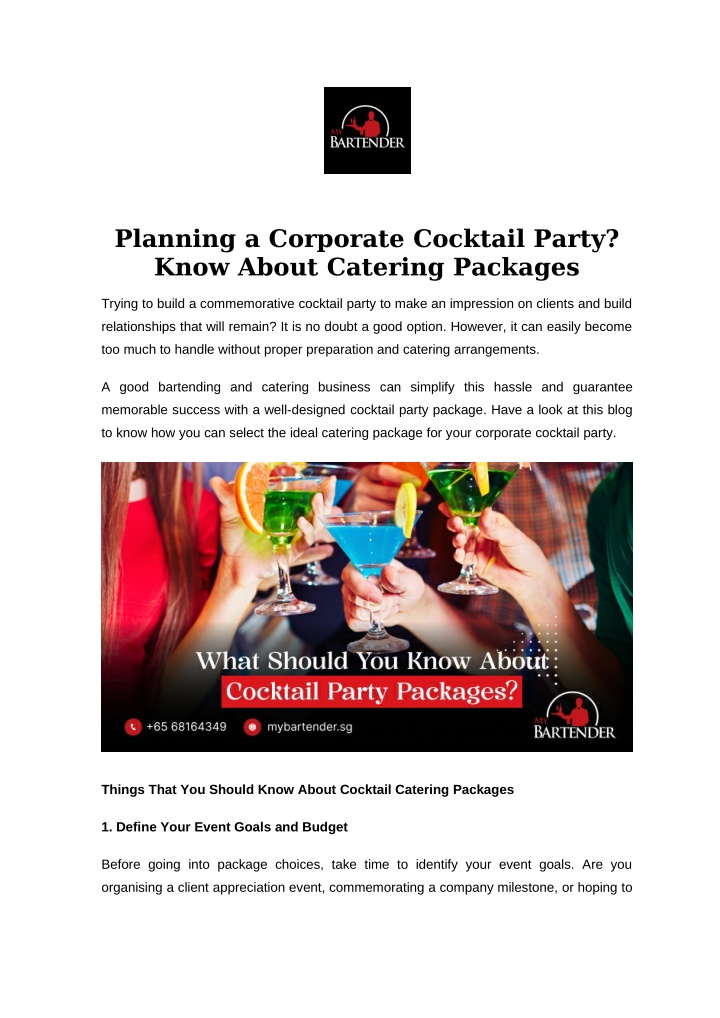 planning a corporate cocktail party know about