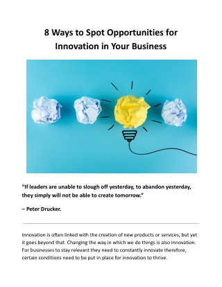 8 Ways to Spot Opportunities for Innovation in Your Business