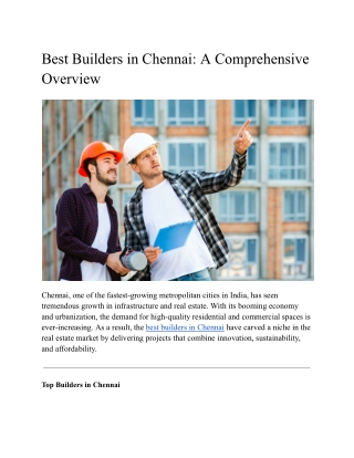 Best Builders in Chennai_ A Comprehensive Overview