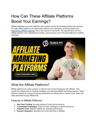 How Can These Affiliate Platforms Boost Your Earnings?