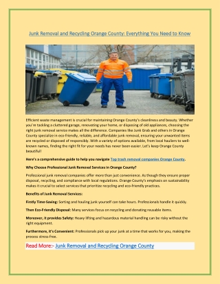 Junk Removal and Recycling Orange County: Everything You Need to Know