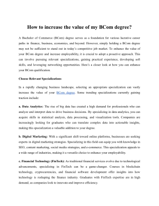 How to increase the value of my BCom degree