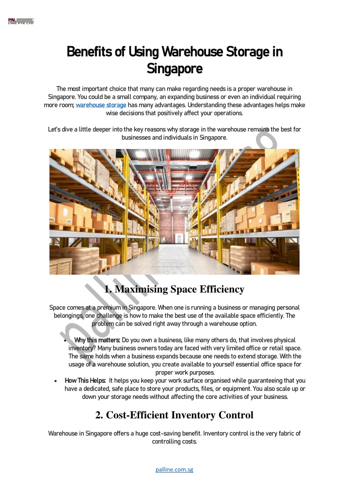 b benefits of using warehouse storage in enefits