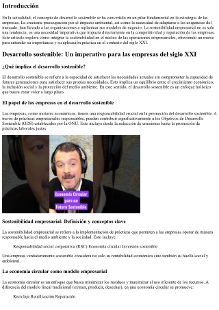 Desarrollo sostenible: Un imperativo para las empresas del siglo XXI