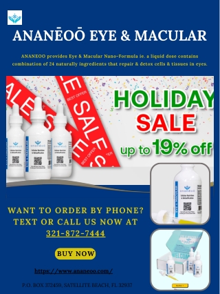 Ananeoo Eye & Macular- Holiday Sale Upto 19% Off