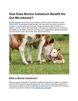 how does bovine colostrum benefit