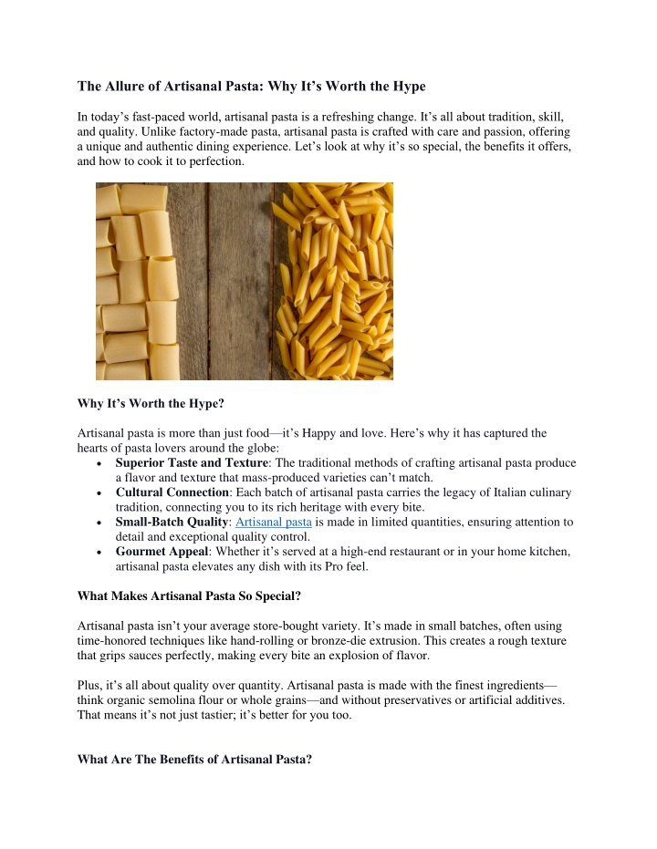 the allure of artisanal pasta why it s worth